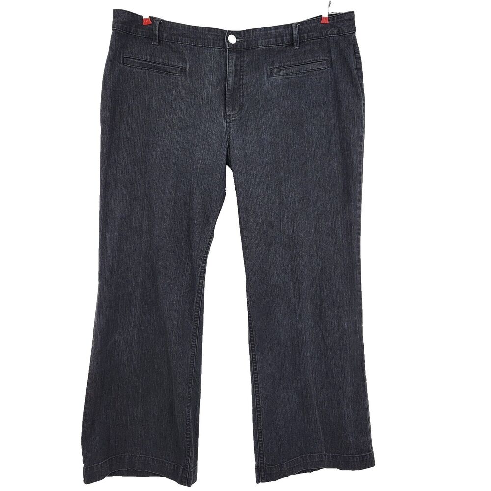 Avenue‎ Womens Black Jeans Size 24 Pockets Sewn Shut Faded Look